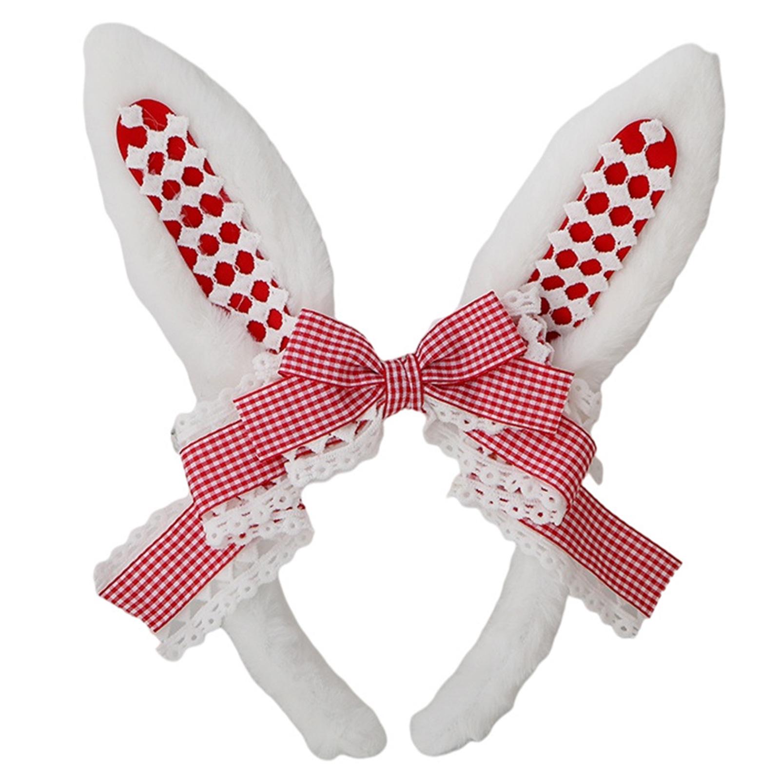 

Adorkable Rabbits Furry Headpiece Proms Birthday Hairbands Fun Headwear Ribbon Lace Bowknot Hair Headwear красный