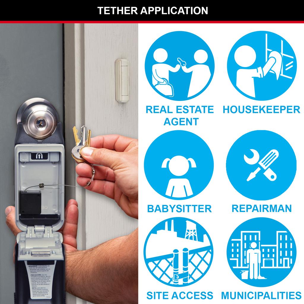 Master Lock 5490EURD Retractable Key Tether for Key Safe, Up to 91 cm long