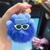 Faux Fur Plush Ball Keychain Ornament - Cartoon Doll Design
