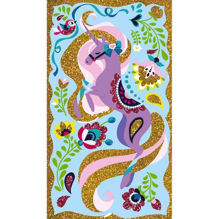 Jeu créatif - janod - atelier du calme paillettes - décoration licornes - paillettes colorées - mixte