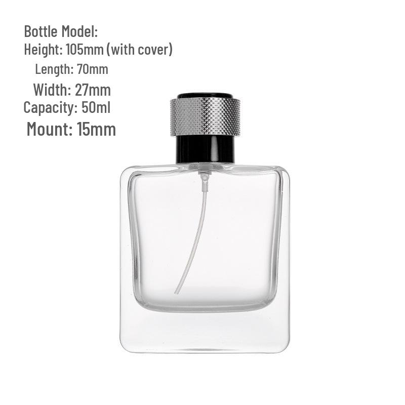 Square Flat Glass Perfume Spray Bottle with Bayonet Sealed Packaging, Travel-Size Portable Fragrance Decanter