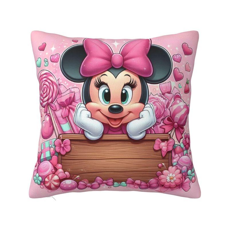 Disney Cartoon Minnie Mouse Cushion Covers Polyester Anime Throw Pillow Case for Sofa Car Square Pillowcase Bedroom Decoration