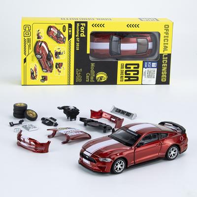 1/42 Ölçekli 2018 Ford Mustang GT Süper Yarış Montaj Oyuncak Araba Alaşımlı Döküm Metal Koleksiyonu Hediye Oyuncaklar Kutulu