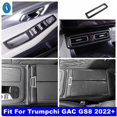 Carbon Fiber Armrest Box Panel / Window Lift / AC Air Outlet Vent Sticker Cover Trim Accessories For Trumpchi GAC GS8