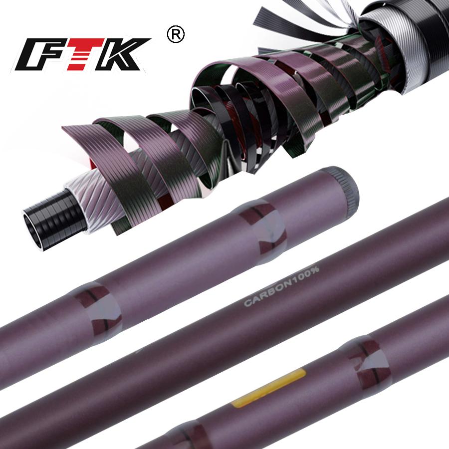 FTK Wędka karpiowa 2.7/3.6/4.5/5.4M twarde włókno węglowe przenośny ultralekki kij teleskopowy Max przeciągnij 5Kg narzędzia połowowe
