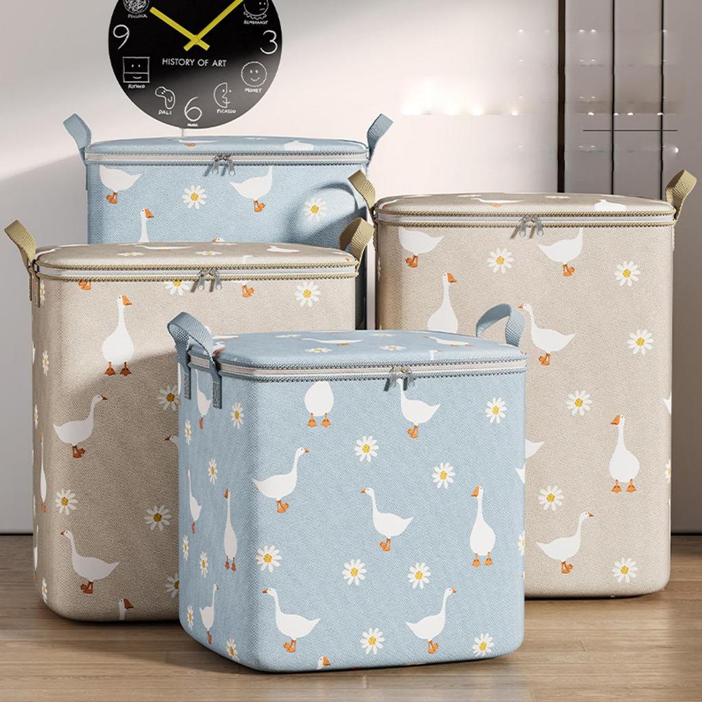 Niedliche Quilt-Aufbewahrungstasche mit Gänseblümchen und Ente, staubdicht, Organizer, Kleiderschrank, platzsparende Tasche, Reise, Umzug, Bettwäsche, Aufbewahrungsorganisation