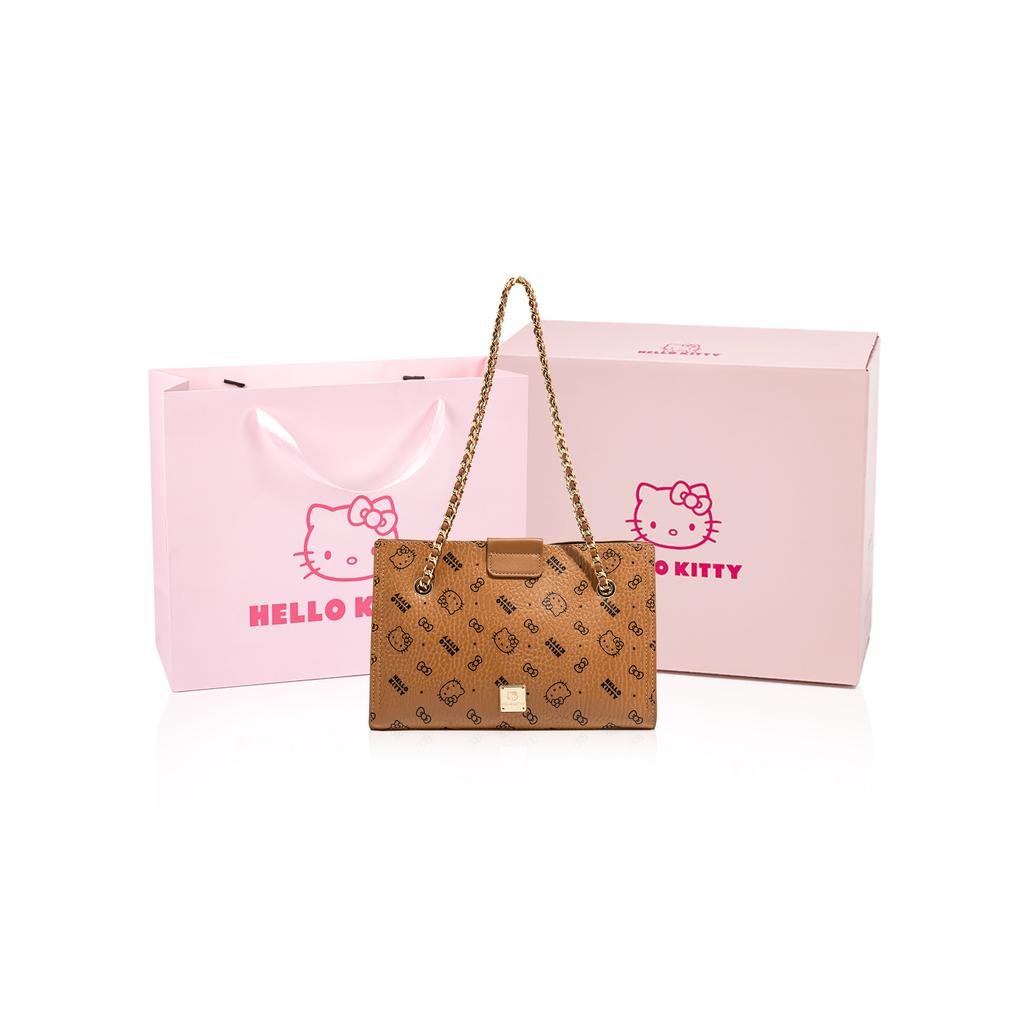New Sanrio Hello Kitty PU Tote Bag, Shopping Bag, Shoulder Bag Regular Women's Pink/Brown SHHF41488