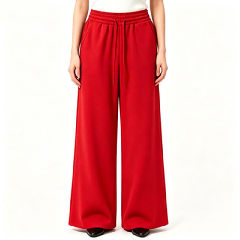 Fleece Women's Pants Solid Color Casual Versatile Wide-footed Pants Sweatpants Loose Outer Trousers