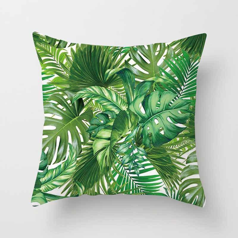 Fashion Tropical Plant Polyester Pillow Case Office Fabric Sofa Cushion Cover Home Polyester Pillow Case