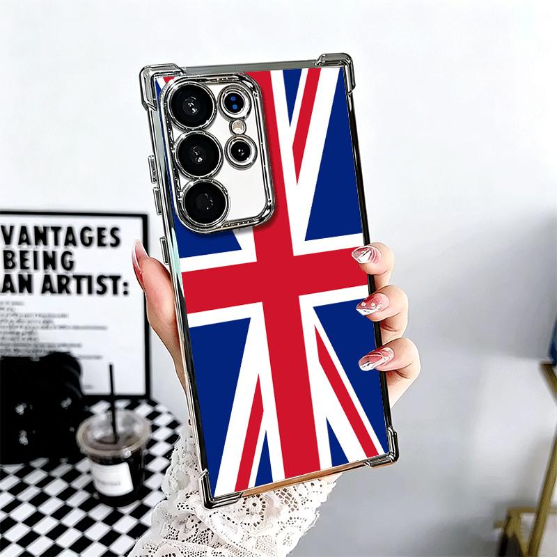 Union Jack England UK Flag Soft Phone Case For Samsung Galaxy S26 Ultra S25 Edge S24 FE S23 Plus S22 S21 + S20 Plating Anti-Fall