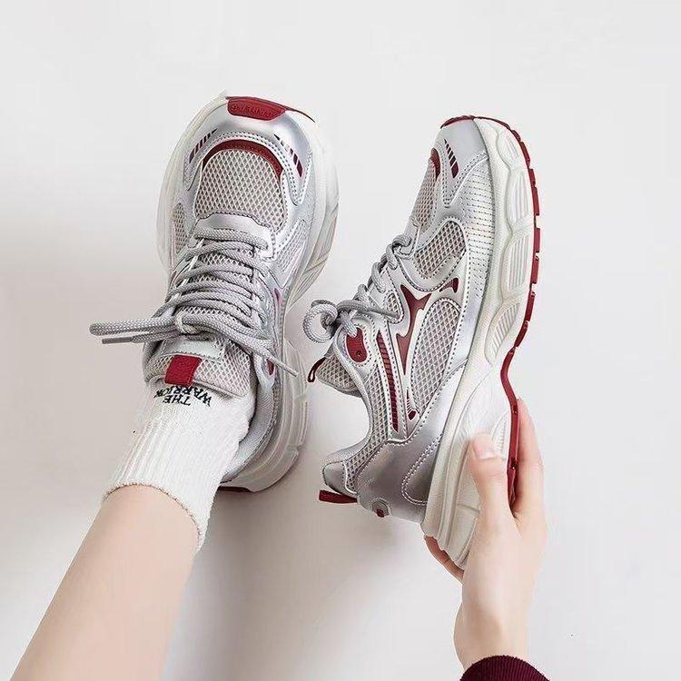 Thick-soled Heightening Dad Shoes Women's 2025 New Autumn Casual Versatile Mesh Breathable Sneakers Thin Women's Shoes