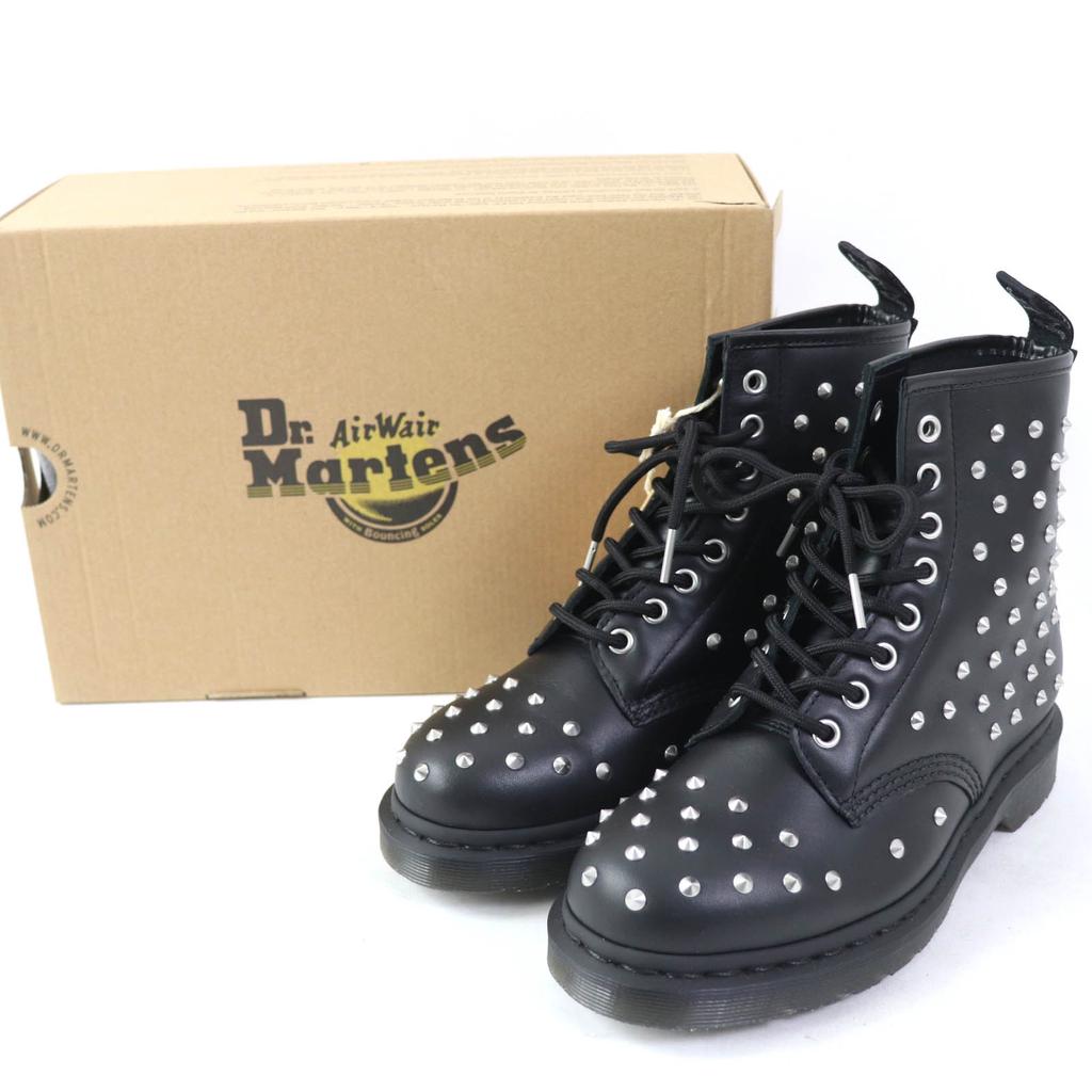 Pristine Dr.Martens short boots 1460 STUD 8-hole Black Silver leather 27040001 Used