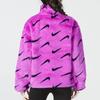 Nike Giacca Nswfx con Pelliccia Aop Stampa Logo Collo Alto Finta Pelliccia Calda Cotone Cappotto Giacca Donna Viola Scuro DQ6843-551