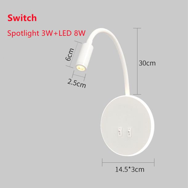 Modern LED Bedside Wall Lamp Bedroom Type-C Lamp Telescopic Hotel Reading Lamp Indoor USB Adjustable Angle Wall Light