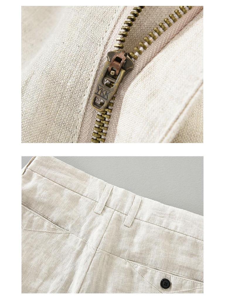 1333 Summer Breathable Japanese-Style Men’s Pure Linen Tapered Pants, Casual Nine-Point Trousers