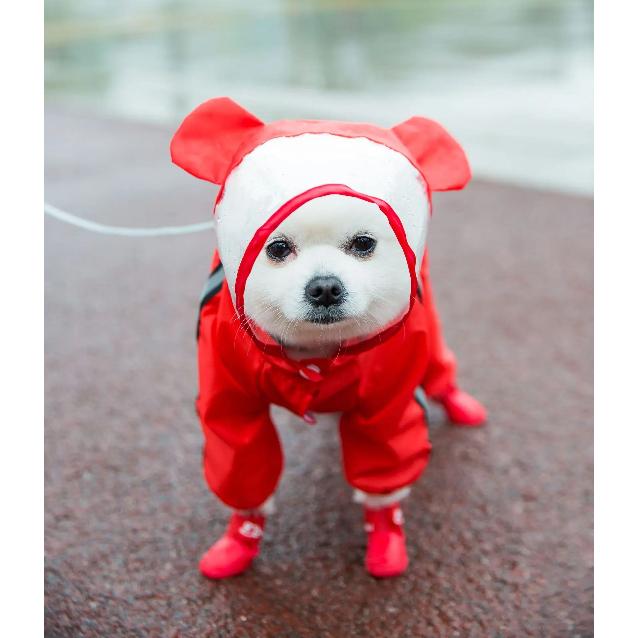 Puppy Dog Raincoat Four-legged Waterproof All-inclusive Teddy Poncho Rain Clothes Small Medium-sized Dogs Raincoat Pet Supplies