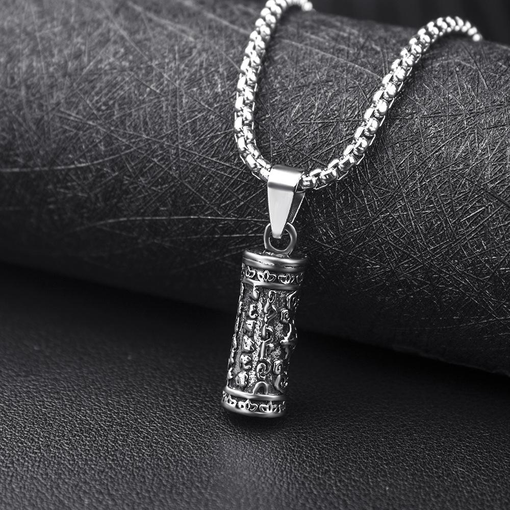 European and American Titanium Steel Necklace Men's Hip Hop Bounce Di Mantra Pendant Pendant ,A Gift for My Boyfriend