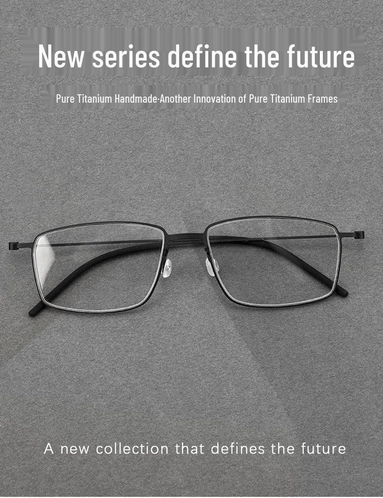 Linde Half-Titanium Screwless Glasses for Nearsighted Men – Super Light, Thin-Rimmed Frames (Model 5509)