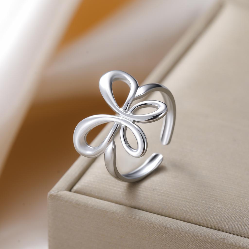 Teamer Butterfly Open Ring Stainless Steel Gold Color Adjustable Finger Rings Woman Fashion Cute Animal Jewelry Gift