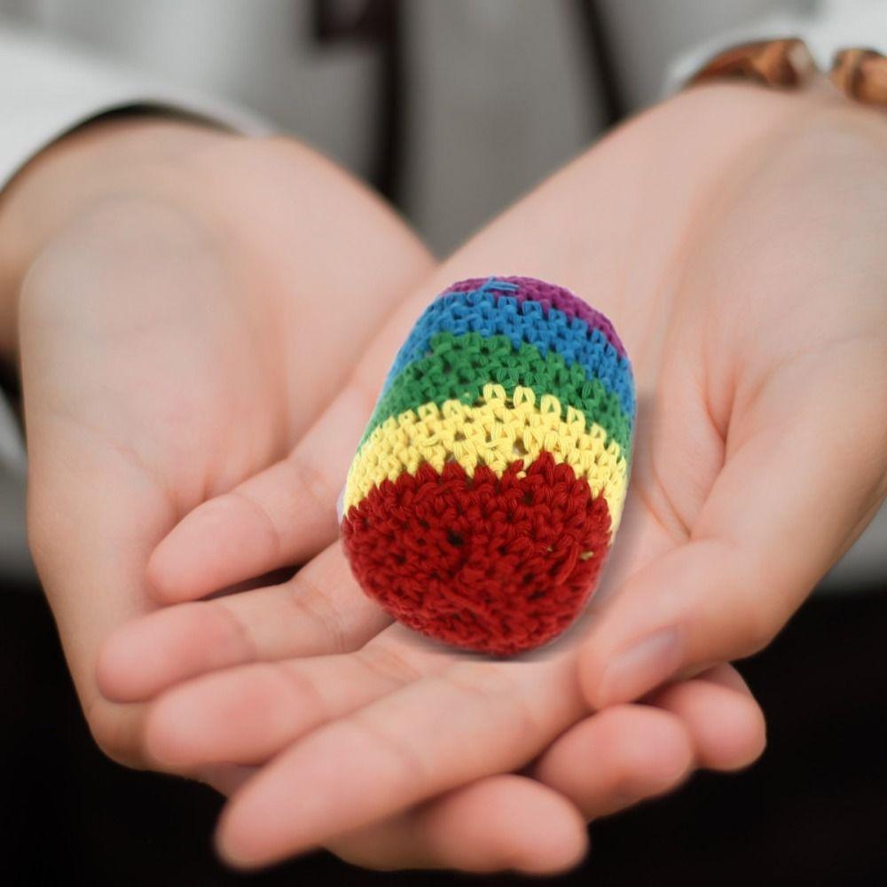 1/3/6/12Pcs Multicolored Foot Bag Crochet Balls Geometric Pattern Crochet Kick Sack  Outdoor Toy