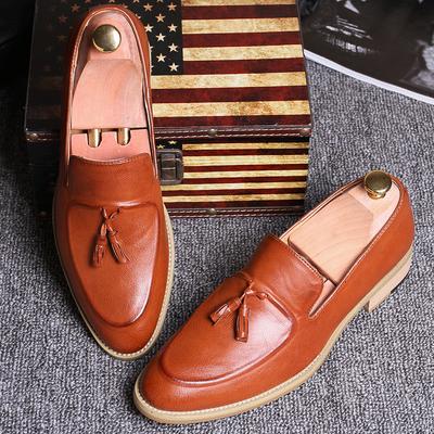 Classic Retro Men's Dress Shoes Party Style Formal Shoes Leather Wedding Shoes Mens Driving Flats Elegantes Male Tassel Loafers