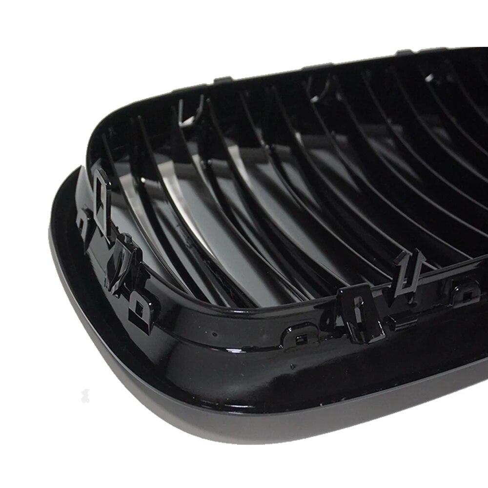2PCS Bumper Kidney Grille Front Grill Double Slat Line For BMW X5 X6 E70 E71 2008-2013 Car Styling Gloss Black Racing Grills