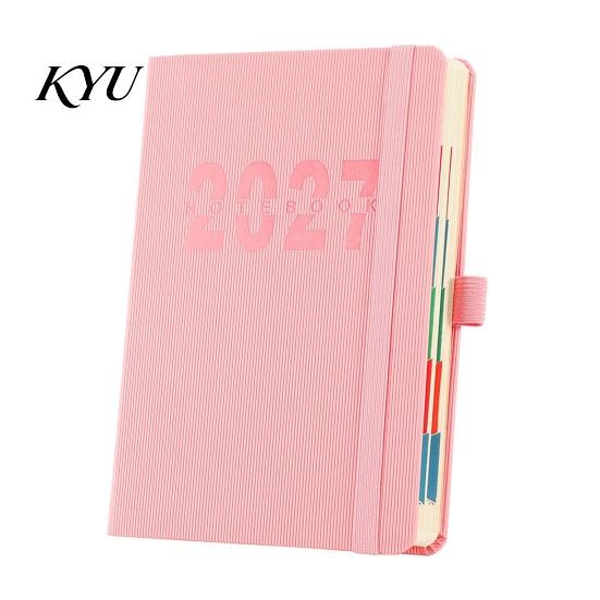 Professional Planning Book 2027 A5 Daily Planner, Vertical Grain Hardcover 320 Page Portable Travel Journal Schedule Notebook, English Calendar