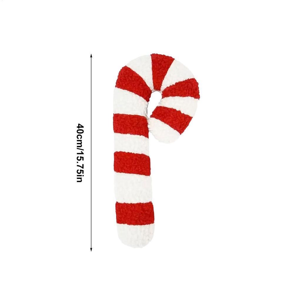 Candy Cane Shape Christmas Throw Pillow Comfortable Cushion Christmas Decoration Soft Plush Candy Cushion For Living Room Sofa