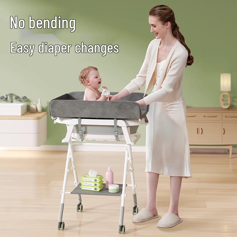 Newborn Bath & Care Station: Infant Bathtub, Diaper Changing, Drying Rack - No Bending
