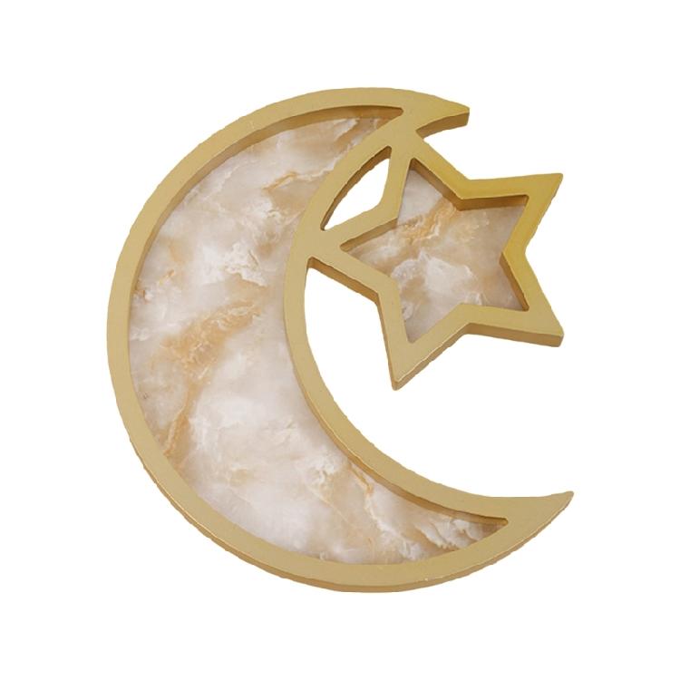 

Islamic Festival Cake Serving Tray Decorative Moon and Star Plate for Snacks Dessert Religious Home Decorations