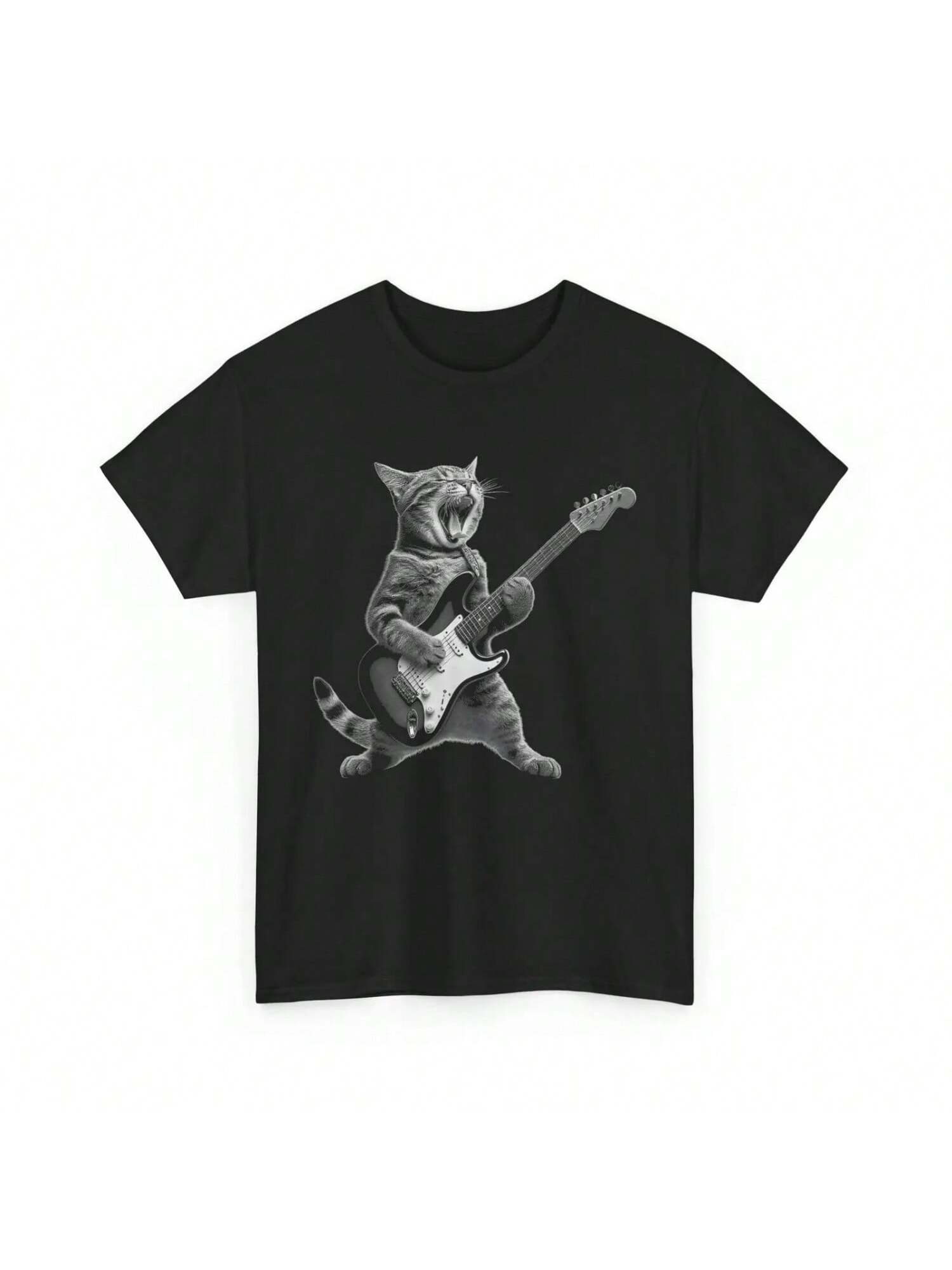 Cat Playing Guitar Rock Star And Roll For Kid T Shirt S разноцветный