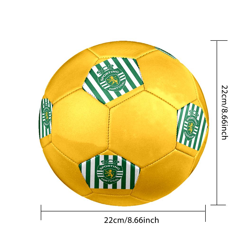 Pallone Calcio a 5 Sporting FC Colorato Per Tutte le Età Misura 5 Cucito a Macchina PVC Pronto per la Competizione Resistente Alta Rimbalzabilità