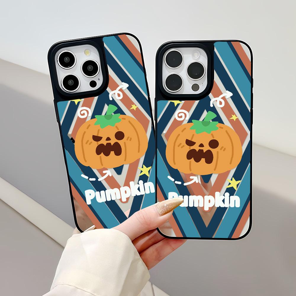 Halloween Pumpkin Ghost for Apple 17ProMax Mirror Phone Case 16Pro Apple 15/14 Large Hole 13