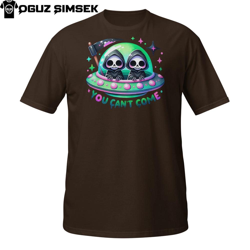 

You Can’t Come Grim Reaper UFO T-Shirt | Funny Pastel Goth Alien Graphic Tee M