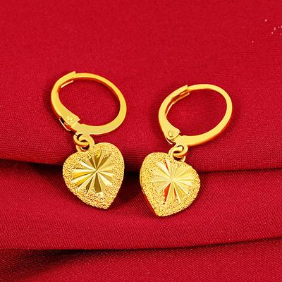Orecchini Dorp color oro 18k da donna, non sbiadiscono per sempre. Orecchini Bizuteria con pietra portafortuna in granato.
