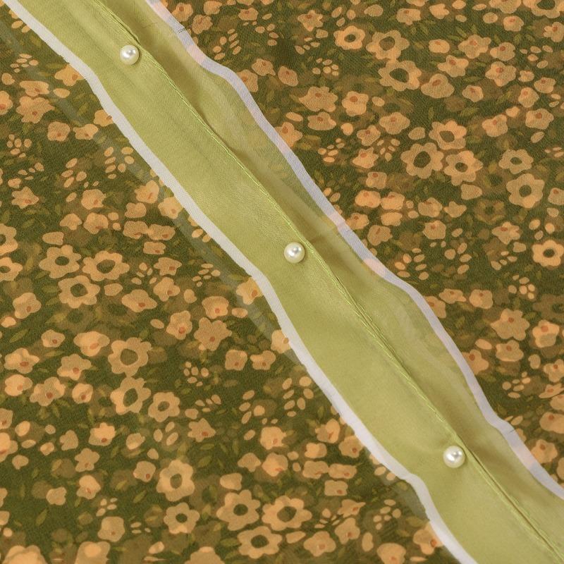 Fashion new beads small floral chiffon versatile shawl temperament travel vacation sunscreen scarf beach towel