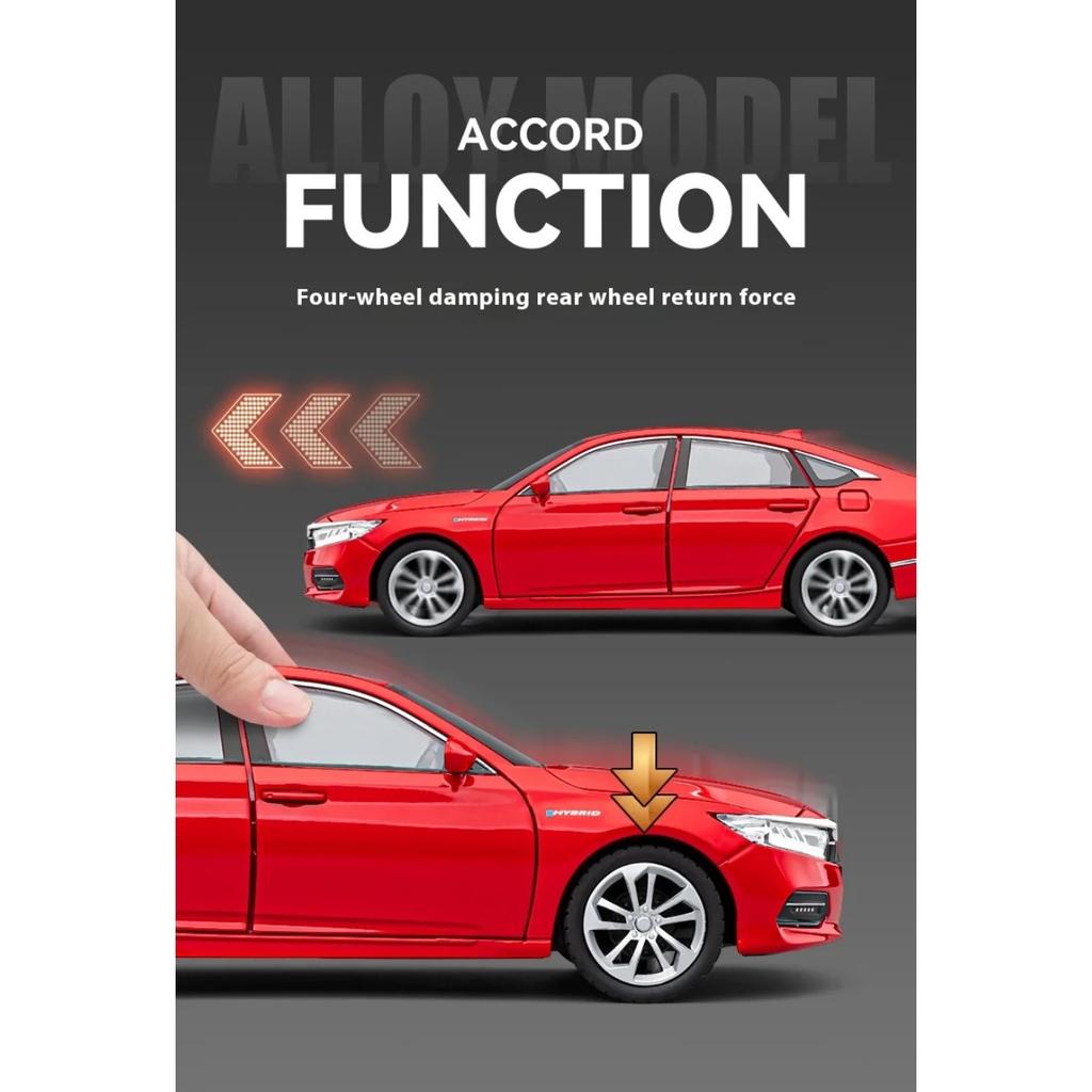 1/24 Scale Honda Accord Limousine Sound & Light Alloy Metal Diecast Car Model Computer Host DIY Product Gift Box for Boyfriend Holiday
