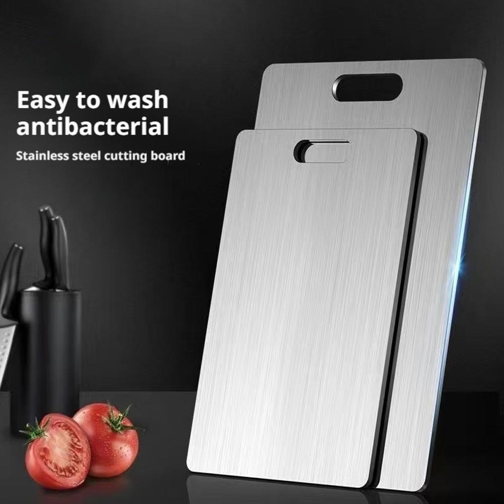 Cutting Board Food-grade Stainless Steel Thickened Double Sides Cutting Board Household Restaurant Fruit Meat Cut Board