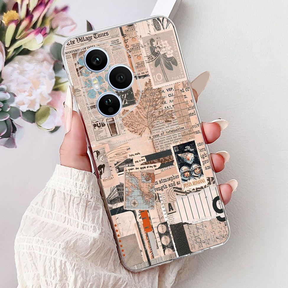 Clear For Honor 400 Pro Case DNP-NX9 Cute Cartoon Cat Fashion Flower Funny Painted Soft Bumper For Honor 400Pro Back Cover Funda