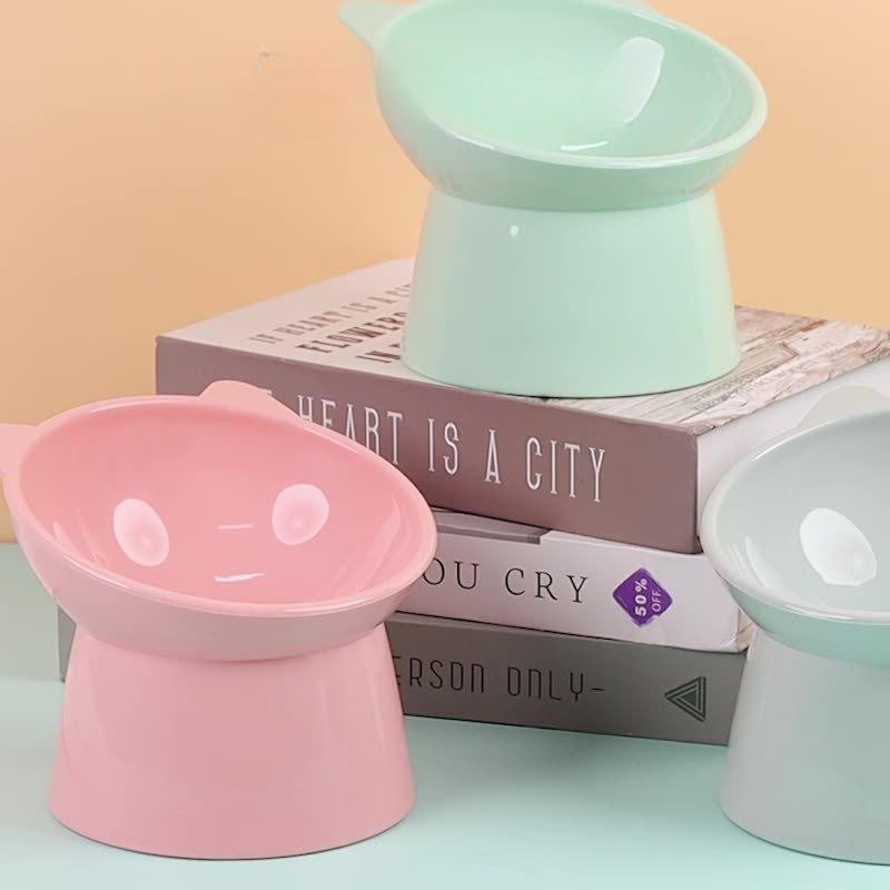 Slanted Pet Bowl, Cat and Dog Bowl, Cervical Vertebrae Protection Cat Food Bowl, Rice Bowl with High Legs, Anti-tipping Cat Bowl