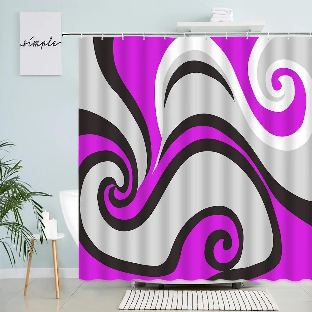Creative Geometric Shower Curtains Grey Black Red Abstract Art Print Bath Curtain Set Polyester Fabric Bathroom Decor with Hooks