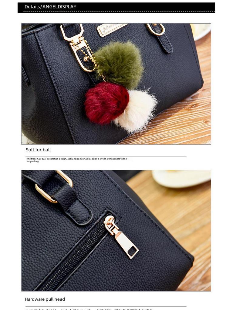 2023 European/American Fashion Fur Ball Shoulder Bag for Women - Double-Layer, Large Capacity, Versatile Messenger Bag