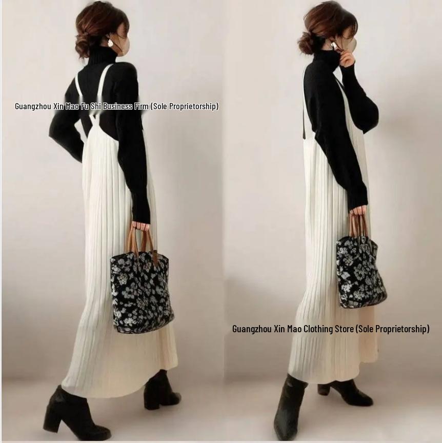 Юбилейная 25-я Пограничная Неровная Вязаная Юбка-Рыбка на Шнуровке – Пэчворк Высокой Талии Длинная Юбка Осень/Зима Large белый