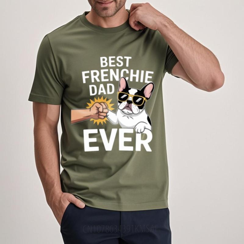 

Fashion Tshirt Solid Color For her summer tshirt Streetwear Best Frenchie Dad Ever With Dog And Fist Bump Hiphop For her tops 4XL