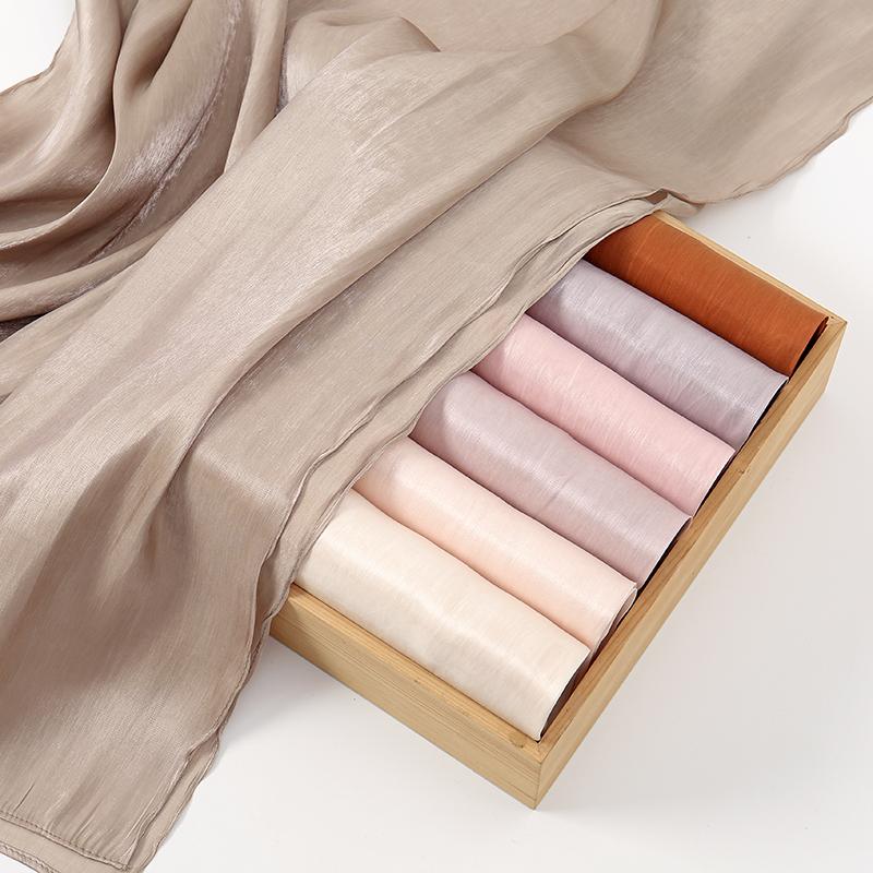 Premium Shimmer Silk Satin Hijab Scarf Women Luxury Solid Color Plain Hijab Shiny Shawl Silk Feeling Stain Wraps Shiny Stoles