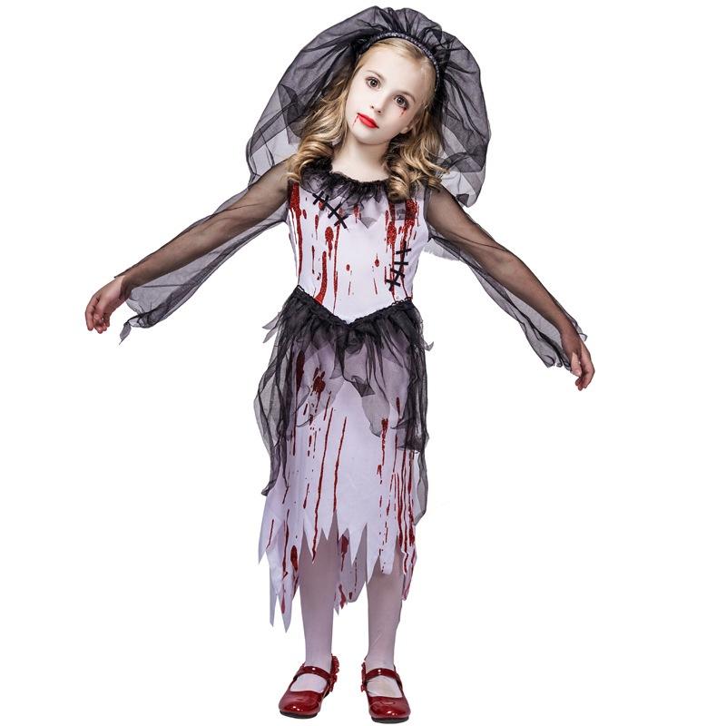 Kid Ghost Bloody Bride Cosplay Costume For Halloween Party Prop