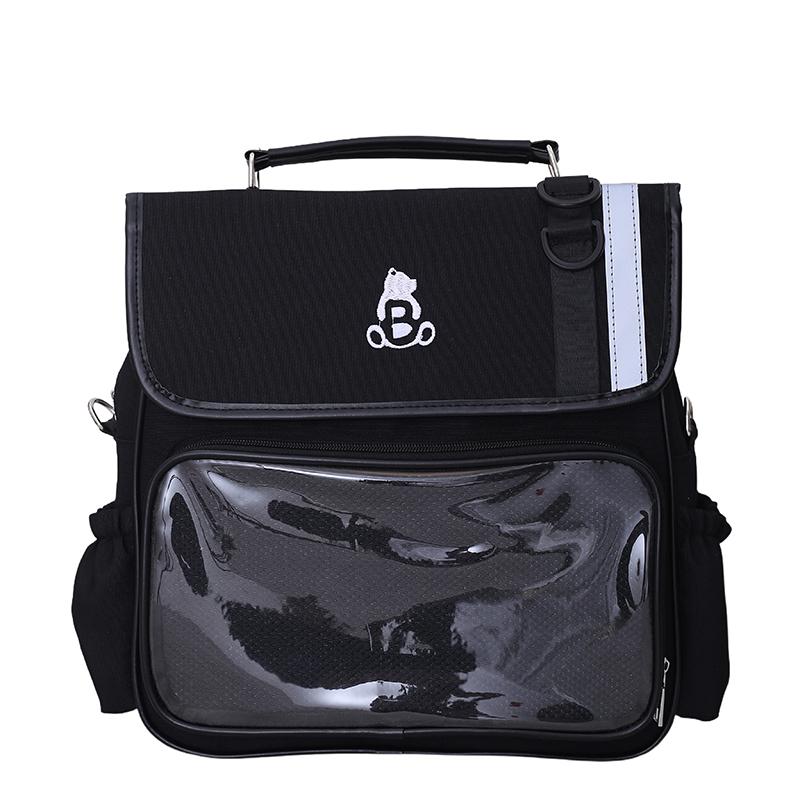 Japanese Style Fashion Casual Women Girls Ita Backpack Pin Display Shoulder Ita Bag Transparent Clear Window Bookbag for Student чёрный