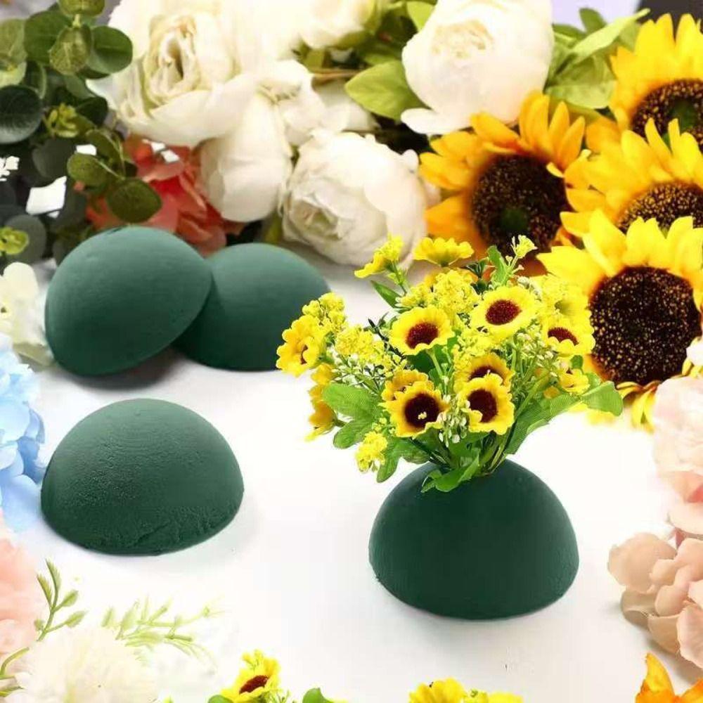 5PCS Green Floral Foam Blocks Fresh-Keeping Half Ball Shape Floral Foam Brick DIY Flower Arrangement Kit Round Shape