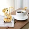 6Pcs with Swan Shaped Base Luxury Dessert Utensils Zinc Zinc Zinc Alloy Dessert Spoon  Coffee Dessert