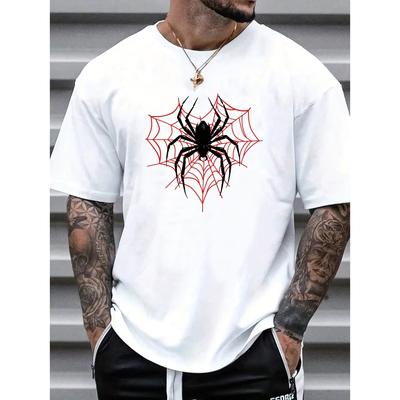 Sommer Rundhals Spinnenmuster T-Shirts Modische Lässige Reine Baumwolle Kurzarm Herren T-Shirts